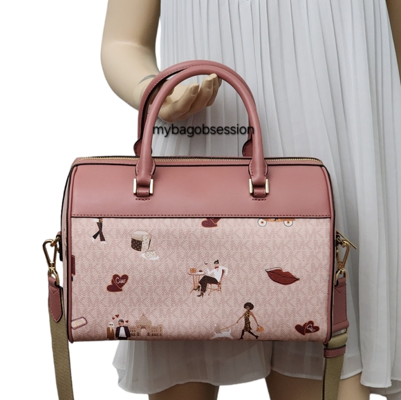 ⚠️LAST 1⚠️ Michael Kors Jet Set Girls Logo MD Duffle Satchel Pink - Picture 4 of 8